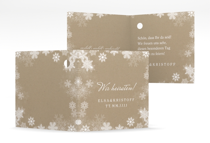 Geschenkanhänger Hochzeit Snowfall Geschenkanhänger 10er Set Kraftpapier hochglanz mit Schneeflocken für Winterhochzeit