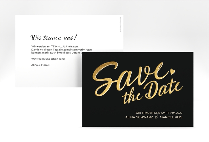 Save the Date-Karte Glam A6 Karte quer schwarz