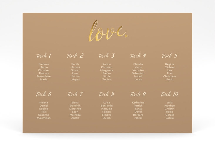 Sitzplan Poster Hochzeit Glam 70 x 50 cm Poster beige