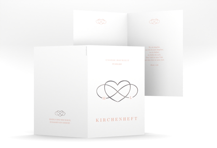 Kirchenheft Hochzeit Infinity A5 Klappkarte hoch apricot silber