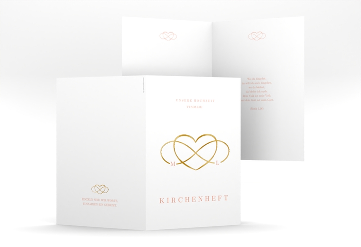 Kirchenheft Hochzeit Infinity A5 Klappkarte hoch apricot gold