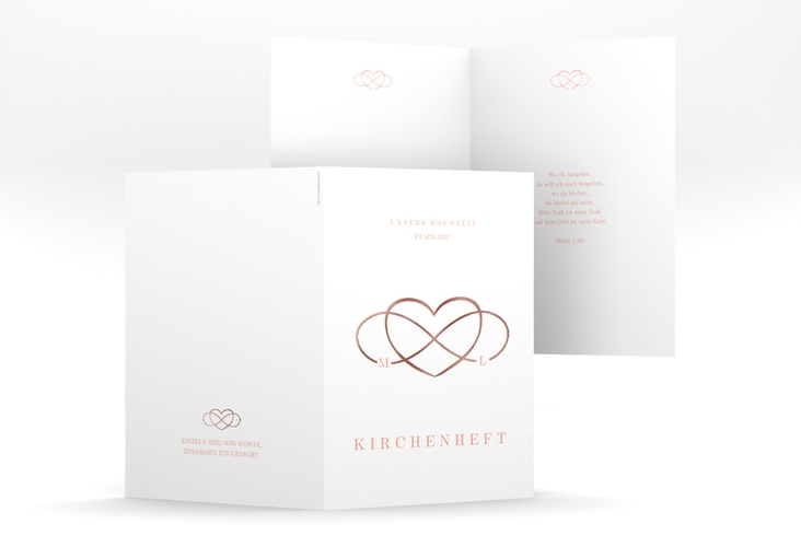 Kirchenheft Hochzeit Infinity A5 Klappkarte hoch apricot rosegold