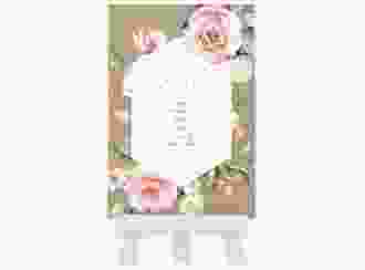 Tischaufsteller Hochzeit Graceful Tischaufsteller Kraftpapier mit Rosenblüten in Rosa und Weiß