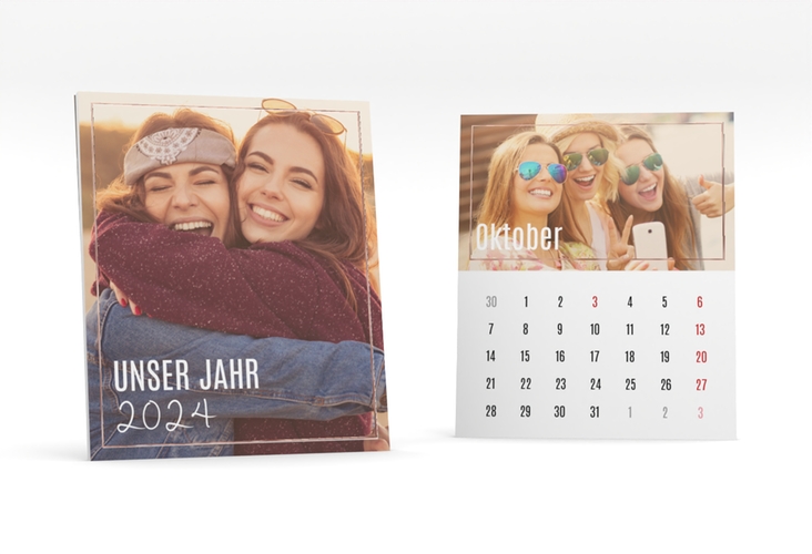 Foto-Tischkalender Zeitpunkt Kalenderblatt-Karte beige rosegold