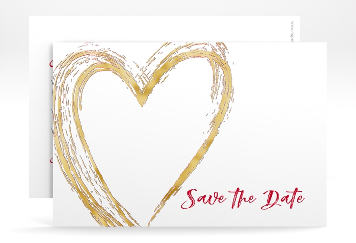 Save the Date-Karte Liebe A6 Karte quer rot gold