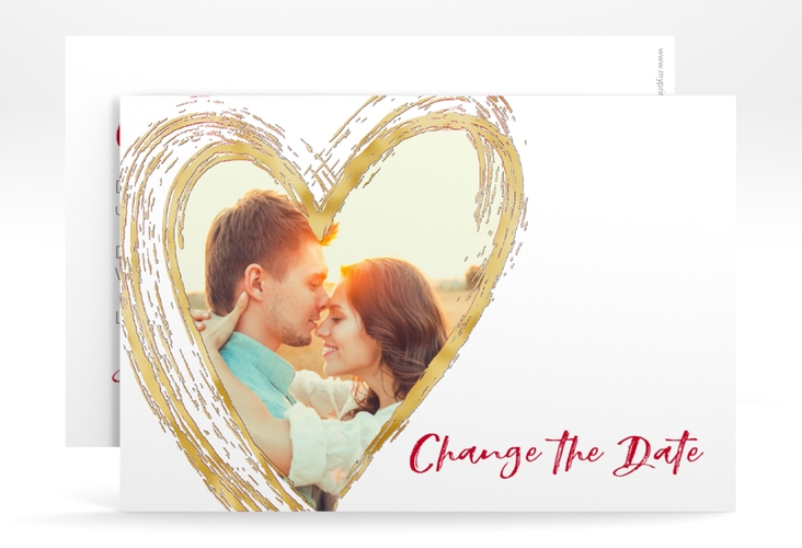 Change the Date-Karte Liebe A6 Karte quer rot gold