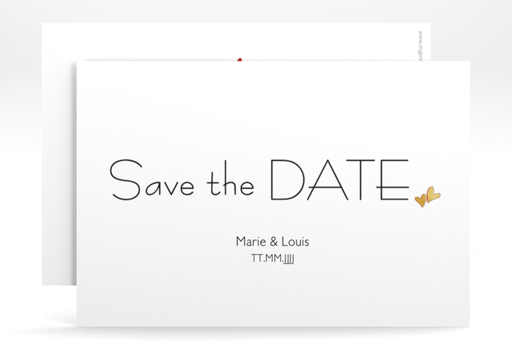 Save the Date-Karte Hochzeit Twohearts A6 Karte quer rot gold