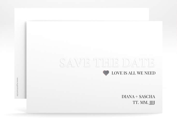 Save the Date-Karte Embossing A6 Karte quer rot silber