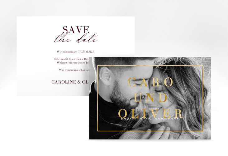 Save the Date-Karte Moment A6 Karte quer rot gold