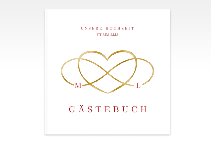 Gästebuch Creation Hochzeit Infinity 20 x 20 cm, Hardcover rot gold