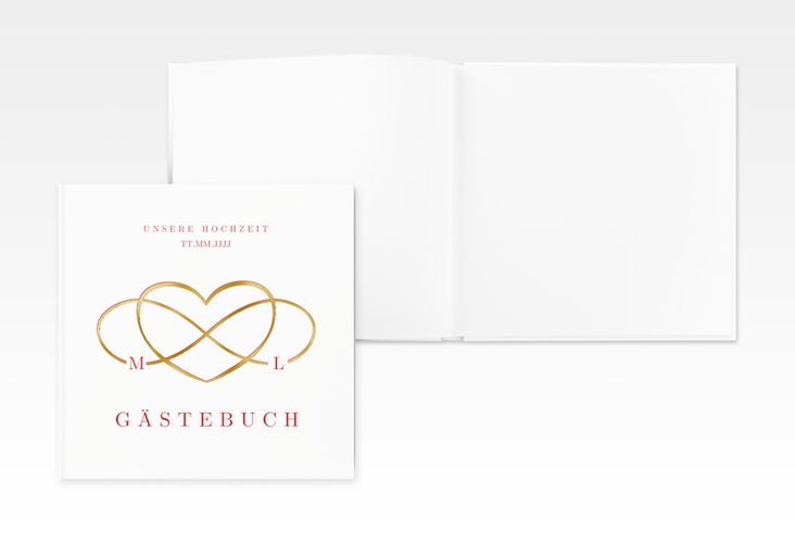 Gästebuch Creation Hochzeit Infinity 20 x 20 cm, Hardcover rot gold