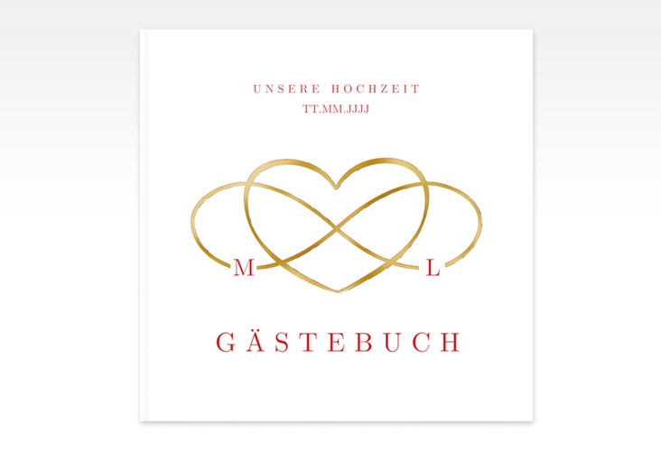 Gästebuch Creation Hochzeit Infinity 20 x 20 cm, Hardcover rot gold