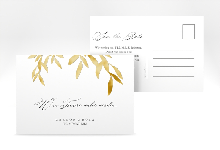 Save the Date-Postkarte Demure A6 Postkarte gold