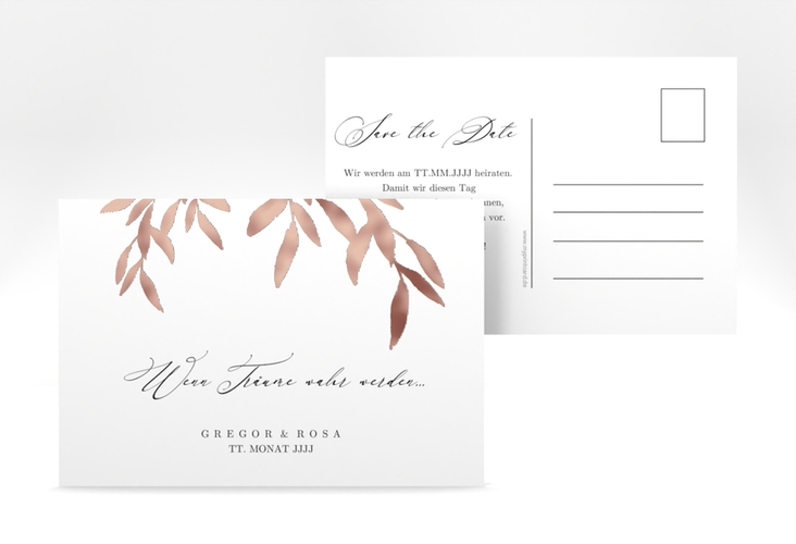 Save the Date-Postkarte Demure A6 Postkarte rosegold