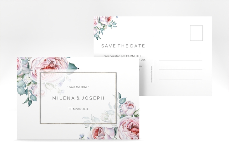 Save the Date-Postkarte Embrace A6 Postkarte silber