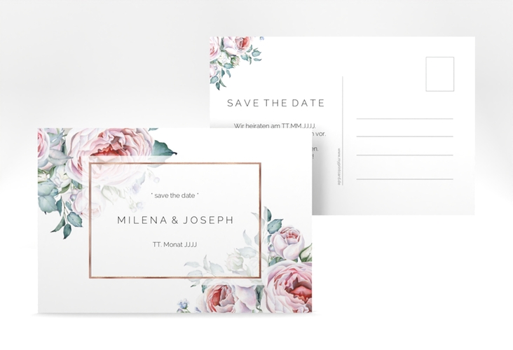 Save the Date-Postkarte Embrace A6 Postkarte rosegold