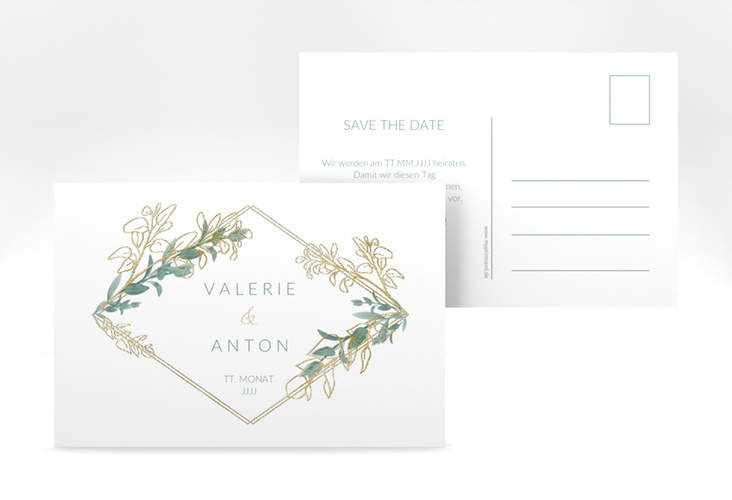 Save the Date-Postkarte Verde A6 Postkarte gold