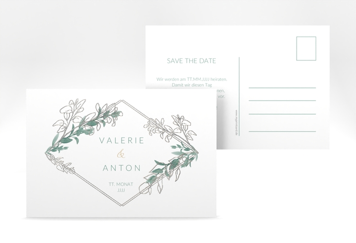 Save the Date-Postkarte Verde A6 Postkarte silber