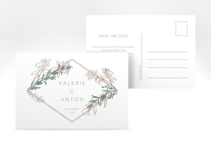 Save the Date-Postkarte Verde A6 Postkarte rosegold