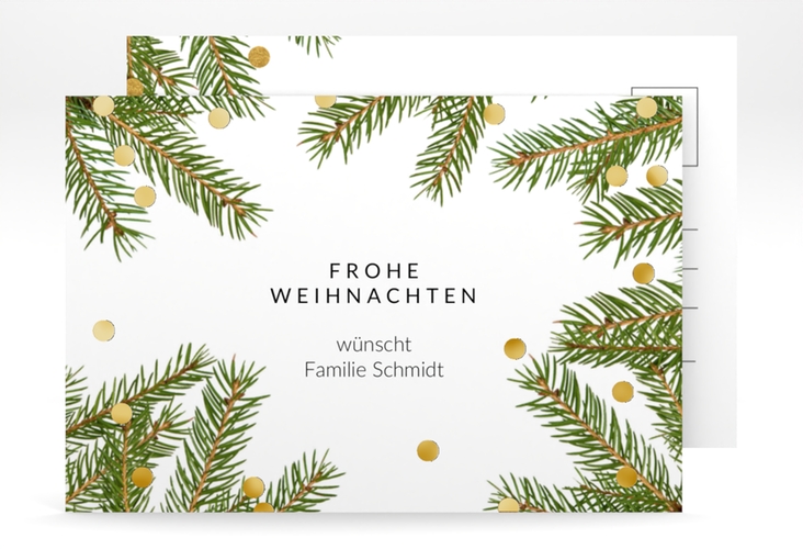 Weihnachtskarte Advent A6 Postkarte gold