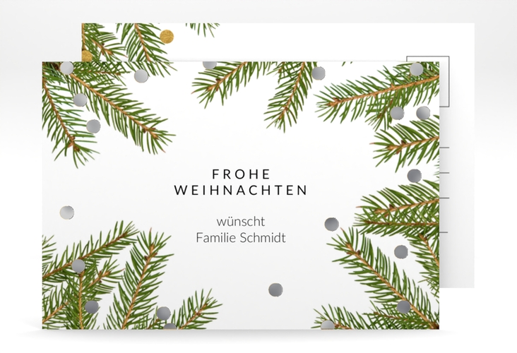 Weihnachtskarte Advent A6 Postkarte silber