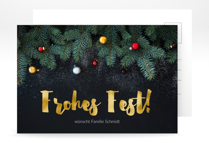 Weihnachtskarte Weihnachtszauber A6 Postkarte gold