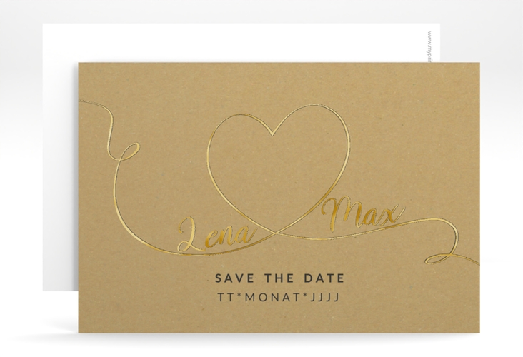 Save the Date-Karte Herzensbund A6 Karte quer gold