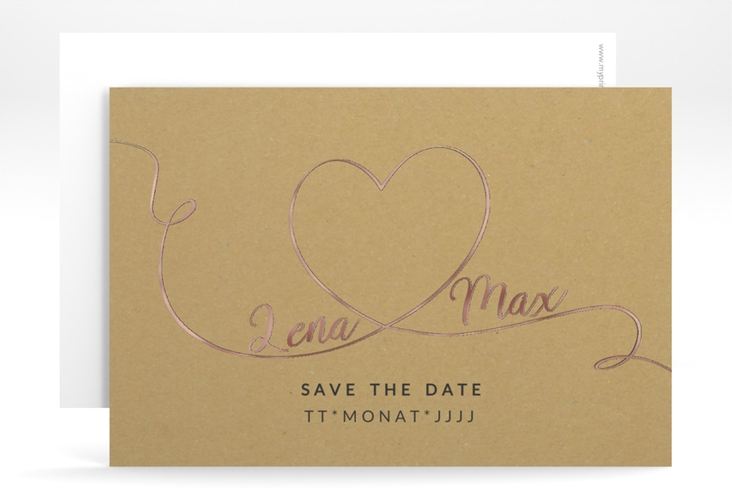 Save the Date-Karte Herzensbund A6 Karte quer rosegold