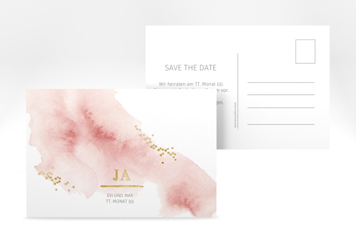 Save the Date-Postkarte Pastell A6 Postkarte gold