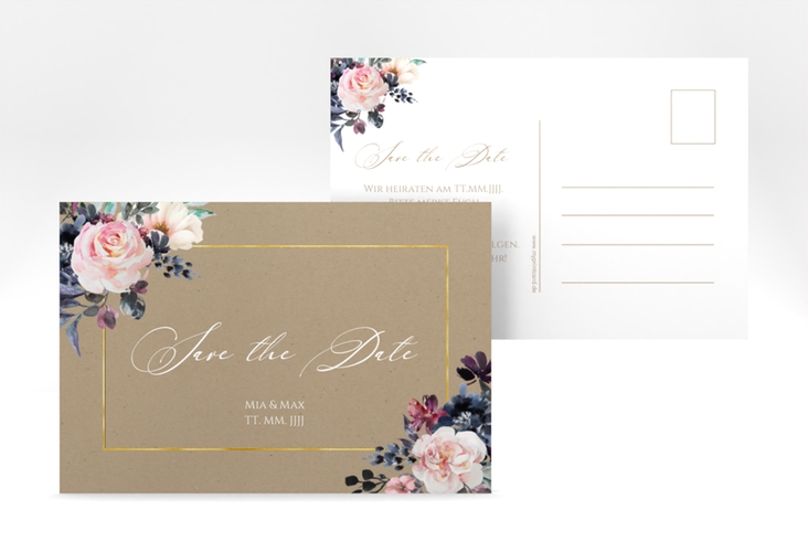 Save the Date-Postkarte Abendlicht A6 Postkarte gold