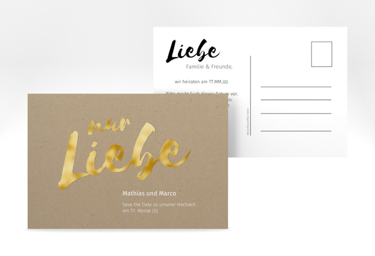 Save the Date-Postkarte Message A6 Postkarte gold