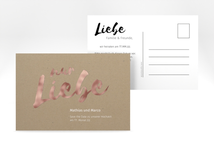 Save the Date-Postkarte Message A6 Postkarte rosegold