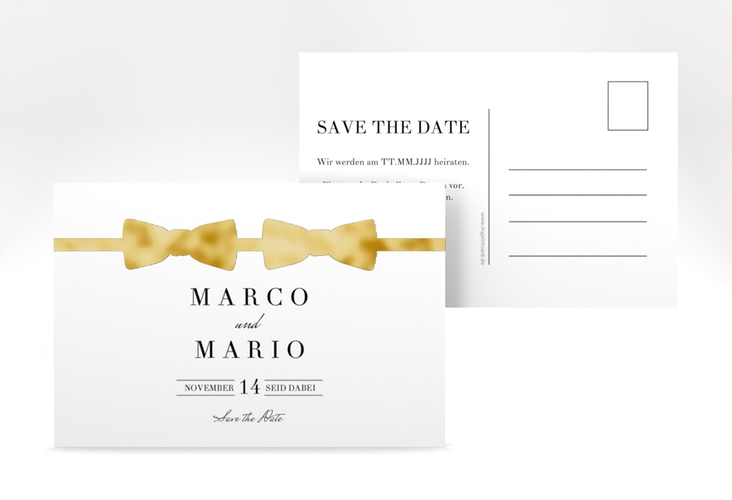 Save the Date-Postkarte Suits A6 Postkarte gold