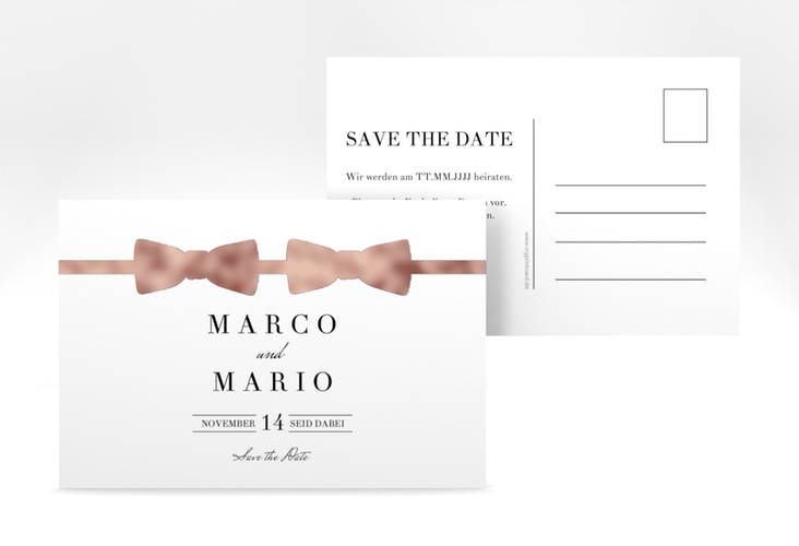 Save the Date-Postkarte Suits A6 Postkarte rosegold