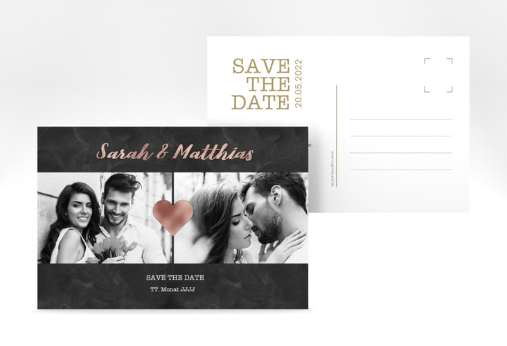 Save the Date-Postkarte Sparkly A6 Postkarte rosegold