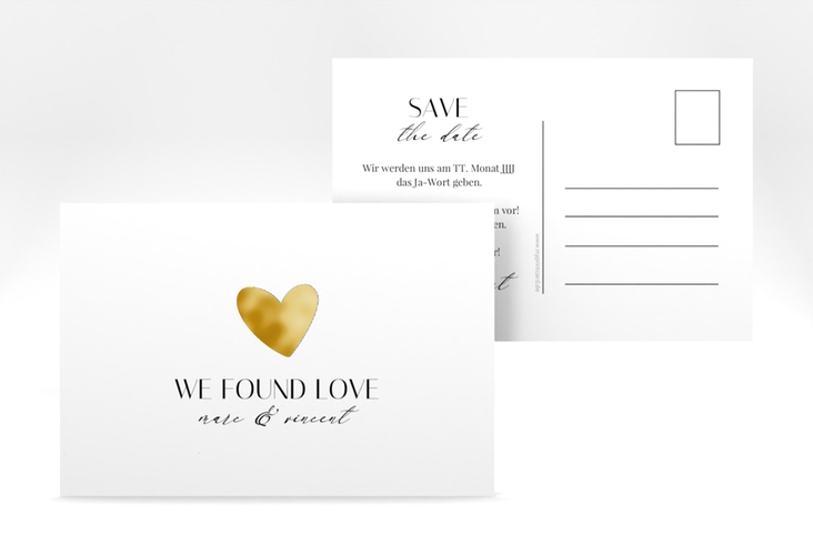 Save the Date-Postkarte Liebesbote A6 Postkarte gold