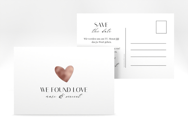 Save the Date-Postkarte Liebesbote A6 Postkarte rosegold