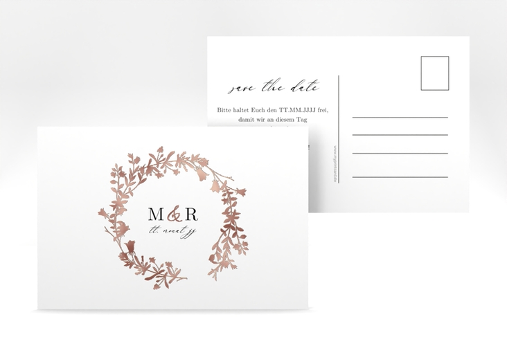 Save the Date-Postkarte Filigree A6 Postkarte rosegold