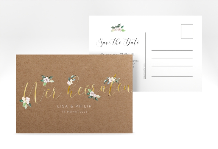 Save the Date-Postkarte Inlove A6 Postkarte gold