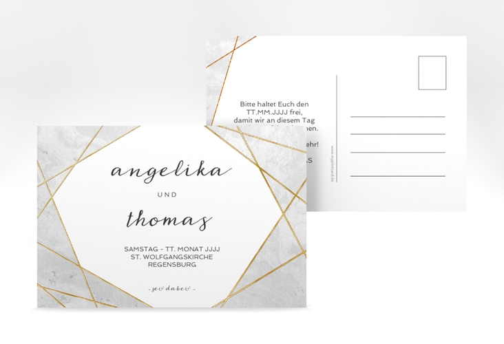 Save the Date-Postkarte Asymmetry A6 Postkarte gold