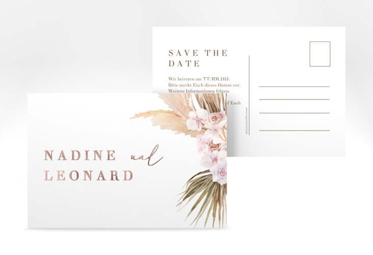 Save the Date-Postkarte Nude A6 Postkarte rosegold