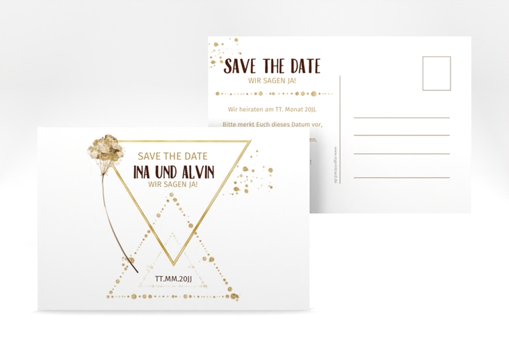 Save the Date-Postkarte Triangle A6 Postkarte gold