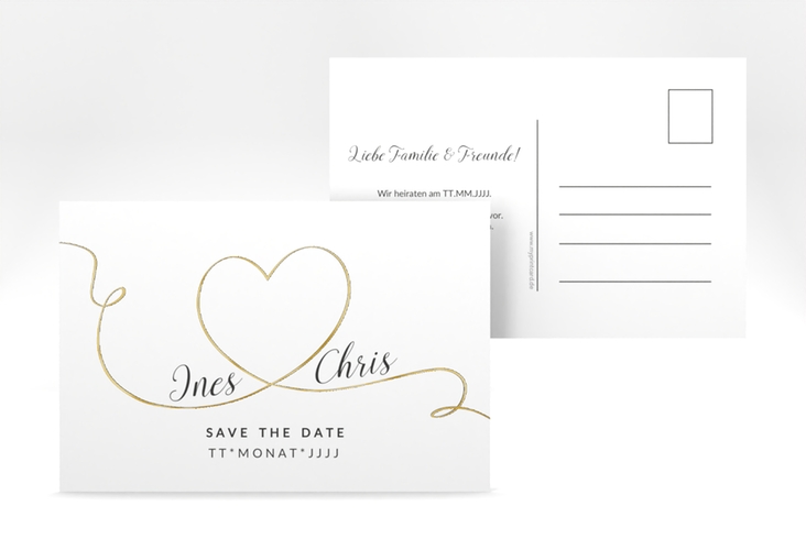 Save the Date-Postkarte Dolce A6 Postkarte gold