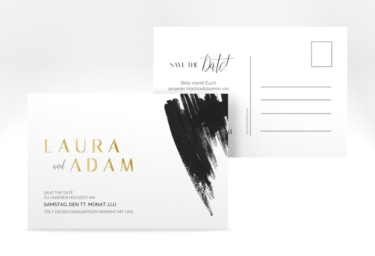 Save the Date-Postkarte Brush A6 Postkarte gold