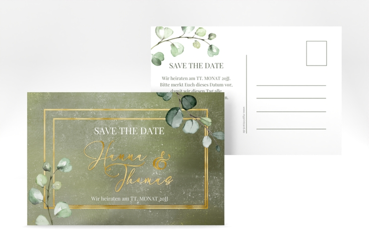 Save the Date-Postkarte Jade A6 Postkarte gold