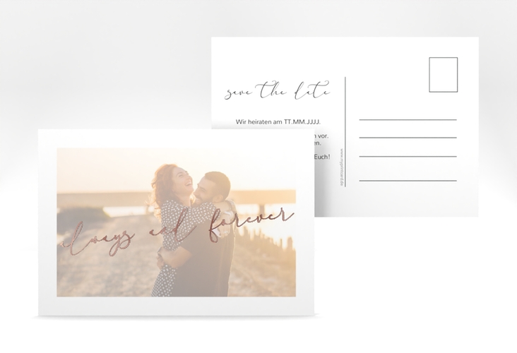 Save the Date-Postkarte Lucent A6 Postkarte rosegold