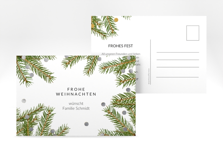 Weihnachtskarte Advent A6 Postkarte silber