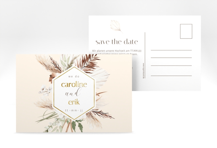 Save the Date-Postkarte Bohemian A6 Postkarte gold