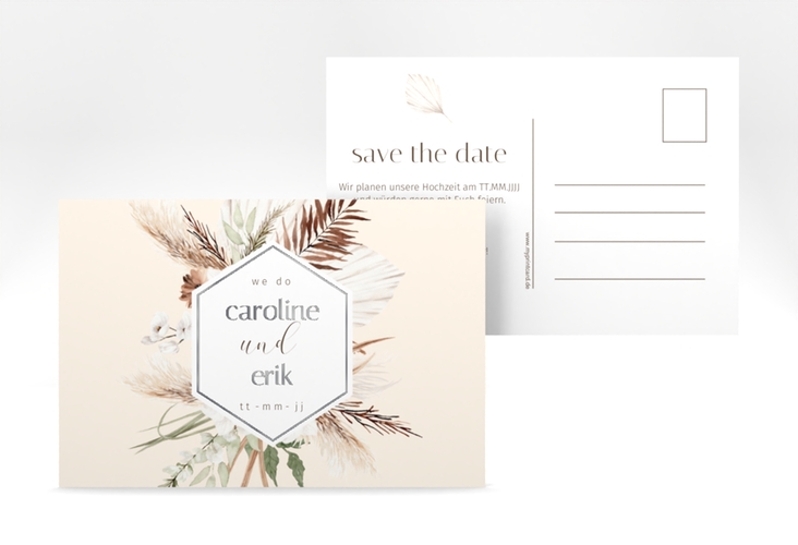 Save the Date-Postkarte Bohemian A6 Postkarte silber