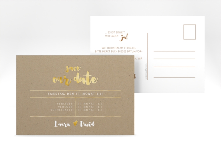 Save the Date-Postkarte Letterbox A6 Postkarte gold